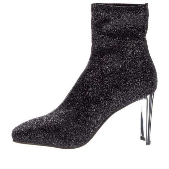 Free People Lola Cruz Gray Glitter Block Heel Sock Booties SEXY Comfortable ❤️🌈 - Picture 3 of 6